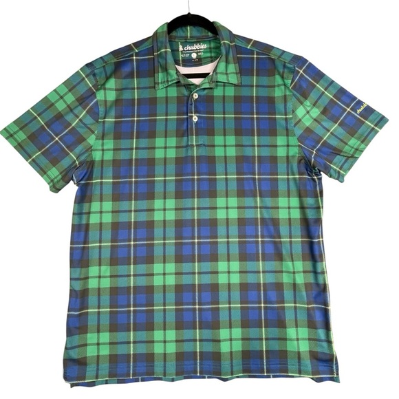 Chubbies Saint Andrew Plaid Tartan Country Club Preppy Golf Polo Shirt Sz L - Picture 1 of 16